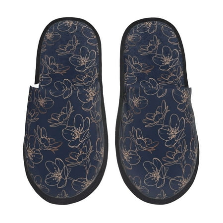 Balery Copper-Gold Gloss Outline Cherry Slient Indoor Furry Fleece Comfort House Shoes Soft Non-Slip Home Shoes Cotton slippers House Slippers-- Large