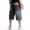 thumbnail image 5 of Ruiatoo Baggy Jeans Shorts for Men Denim Hip Hop Loose Fashion Skateboard Pants with Embroidery Black (033-1,Size 30), 5 of 5