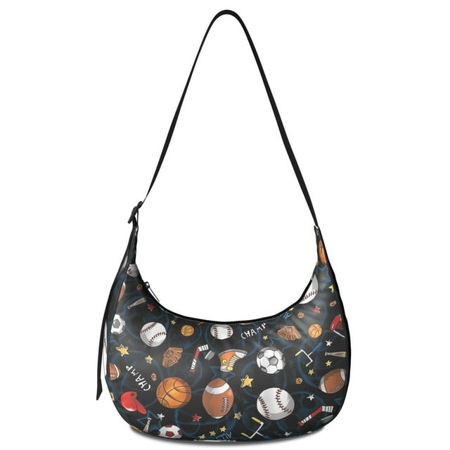 Sac Bandoulière Soccer Léger Nylon Sangle Réglable Imprimé Basketball Baseball Cadeaux Femmes Ado Petit Sac à Main pour Femmes Voyage Extérieur
