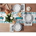 thumbnail image 3 of Table Runner Dresser Scarves 60 Inch Long, Farm Truck with Dog and Flowers Linen Dining Table Runners Blue White Grid Buffalo Plaid Tabletop Scarf for Wedding Holiday Party Kitchen, 3 of 7
