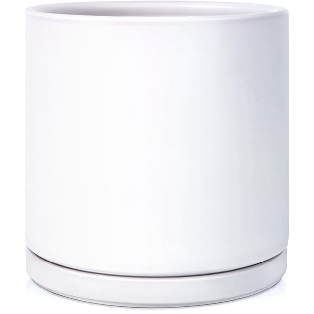 Maceta Kazeila Cilindro de Cerámica Blanca de 25 cm (10")