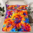 thumbnail image 2 of Manfei Rustic Sunflower Bed Sheets,Autumn Fall King Sheets,Orange Blue Ombre Sheet Set For Girl Teens,Microfiber Bedroom Decor,4-Piece, 2 of 7