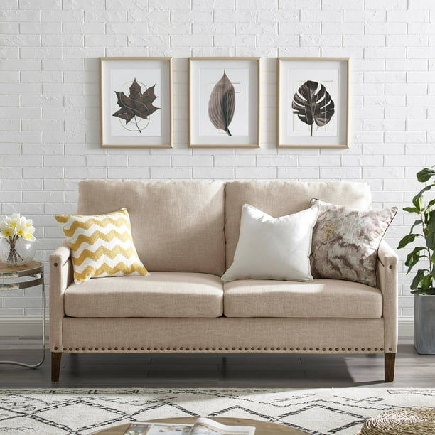 Apartment Upholstered Sofa With Nail Head Trim Flax Com Apartment Upholstered Sofa With Nail, Apartment Upholstered Sofa With Nailhead Trim