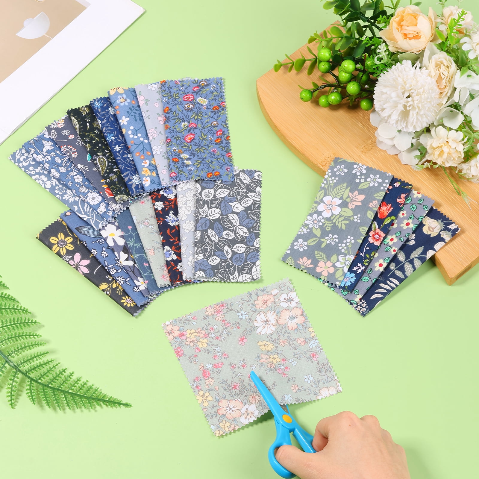 120 PCS 5.5"x 5.5" Cotton Floral Fabric Squares for Quilting Precut Patchwork Fabric Bundle Quilting Supplies for Sewing DIY and Quilting Beginner