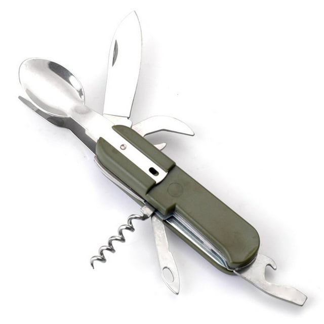 Xihbxyly Juego de Cubiertos Plegables para Camping, de Acero Inoxidable, con Cuchillo, Tenedor y Cuchara, Ligero y Portátil, Multifunción para Exteriores, Viajes y Senderismo, Tamaño Compacto (10 X 3