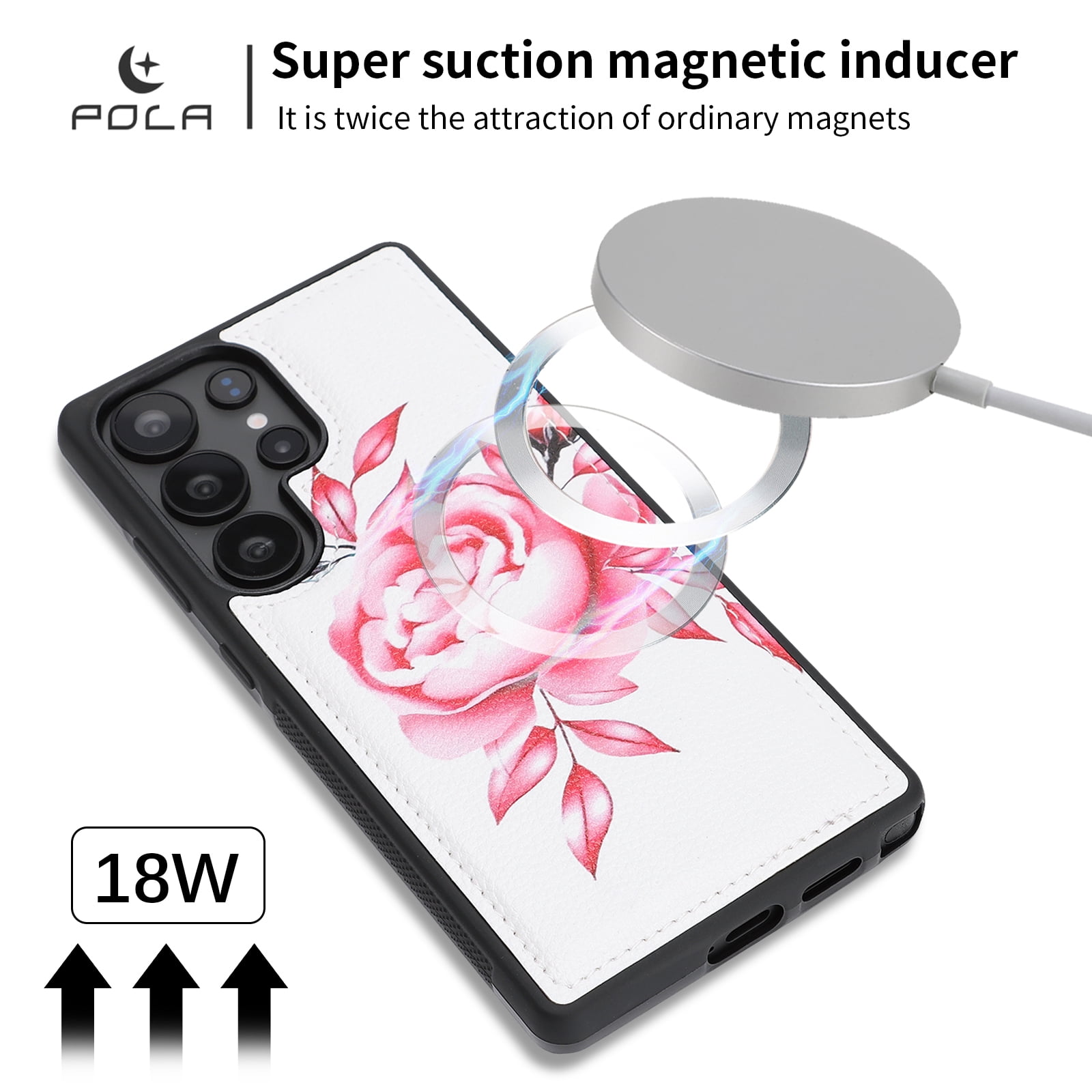TECH CIRCLE 2-in-1 Wallet Case for Galaxy S23 (6.1", 2023), Detachable Magnetic Back Cover, PU Leather Flip Flower Phone Case with 15 Card Slots, Zipper Pocket, Wrist/Shoulder Strap, White