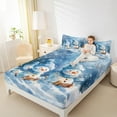 thumbnail image 4 of jejeloiu Oil Painting Snowmen Merry Christmas Blue White Twin Sheet Set,Ultra Soft Children Bedding,3 Pieces, 4 of 7