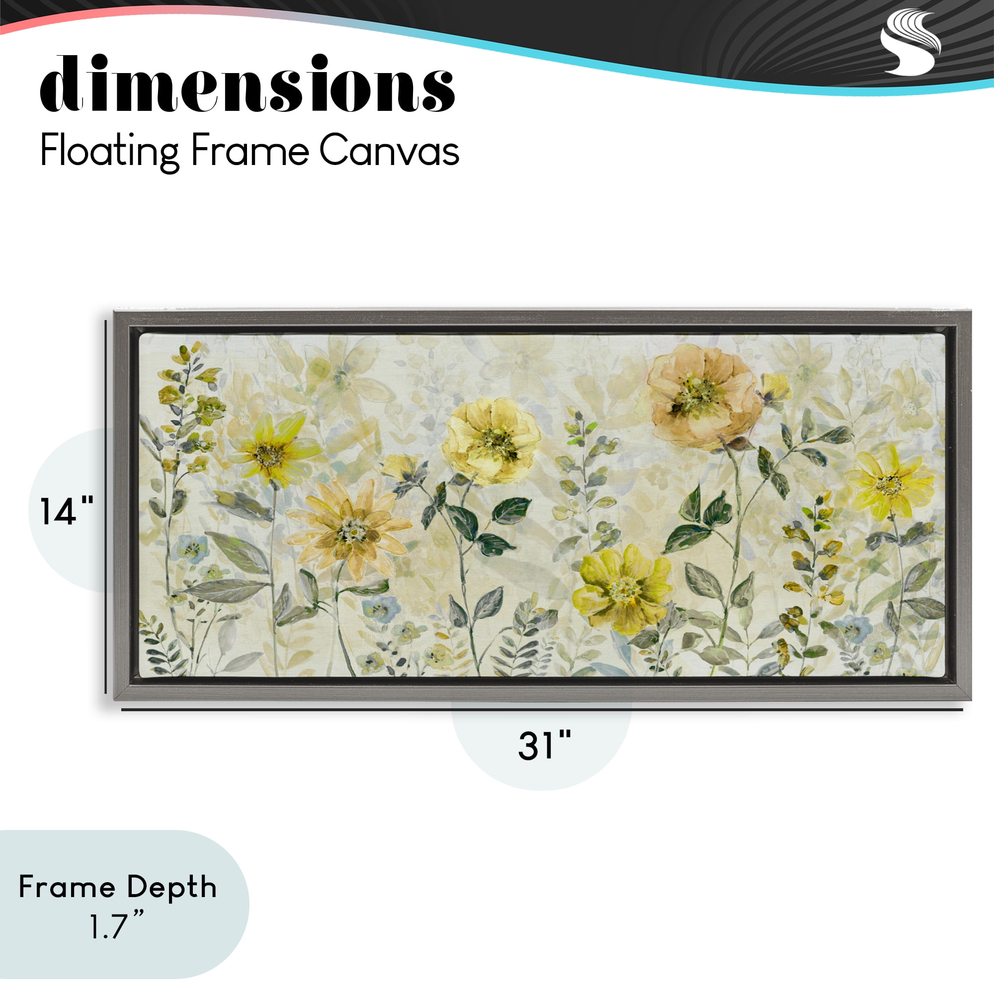 Stupell Industries Yellow Buttercup Garden Gray Framed Floater Canvas Wall Art, design by Sally Swatland