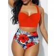 thumbnail image 3 of Women Flower Bikini Set  High Waist Push Up Swimwear Padded Bathing Suit, 3 of 5