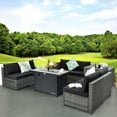 thumbnail image 4 of Gymax 9 PCS Patio Rattan Furniture Set Fire Pit Table Storage Grey W/ Cover Black, 4 of 10