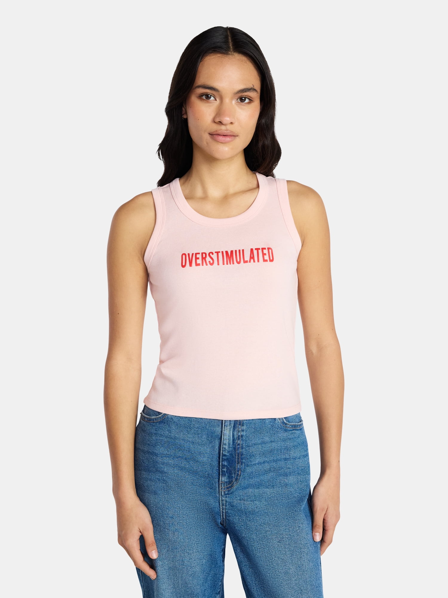 Social Edition Women's Overstimulated Graphic Tank Top, Sizes XXS