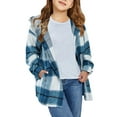 thumbnail image 3 of Auburet Girls Cute Flannel Plaid Button Down Top with Pockets Long Sleeve Hooded Jacket, 3 of 4
