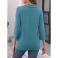 thumbnail image 4 of Blusa tipo túnica TICTICMISS para mujer, manga 3/4, cuello en V, color menta, 4 of 6