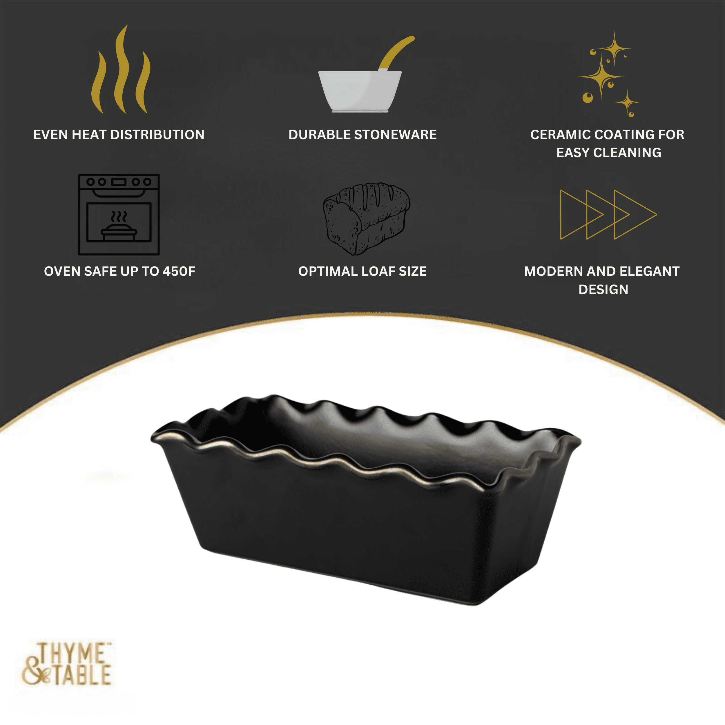 (4 pack) Thyme & Table Ceramic Loaf Pan, 9 in, Onyx