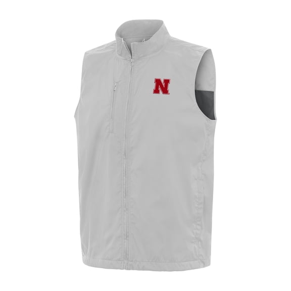 Men's Antigua  Heather Gray Nebraska Huskers Brisk Full-Zip Vest