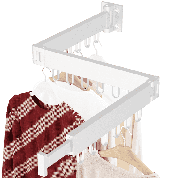 FAKYFJ Wall Mounted Clothes Drying Rack, Clothes Drying Rack, Heavy Duty Space-Saving Aluminum Laundry Drying Rack for Bathroom, Balcony, and Laundry Room