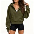thumbnail image 2 of Vivianyo HD Women's Half‑Zip Cropped Hooded Sweatshirt, Kangaroo‑Pocket Hoodies For Women, Long‑Sleeve Pullover Top for Fitness Sessions and Casual Errands, Sizes S-2XL, 2 of 8
