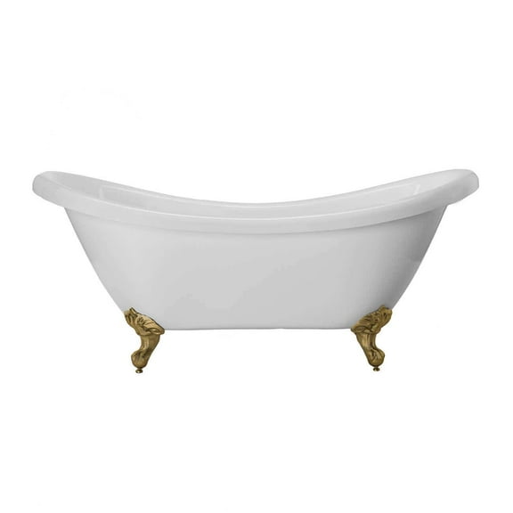Victoria 70 Inch Acrylic Double Slipper Clawfoot Tub - No Faucet Drillings - Imperial Ball & Claw Feet
