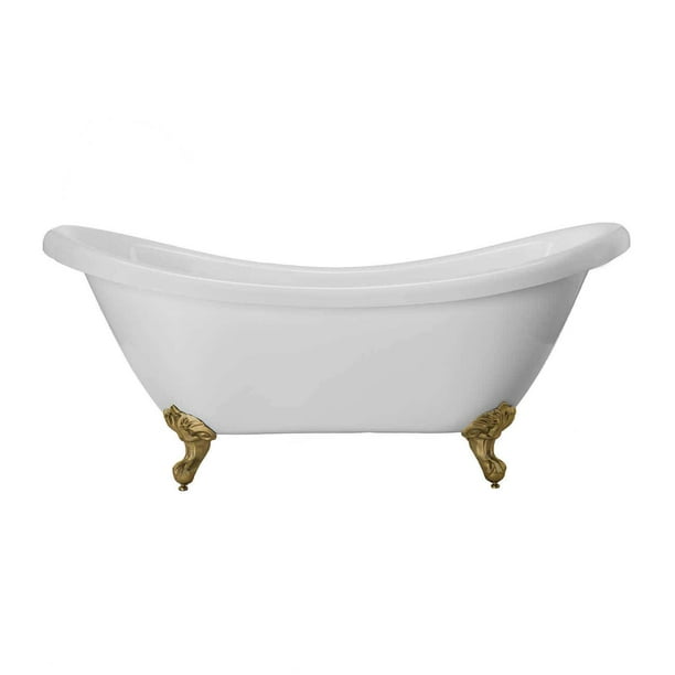 Victoria 70 Inch Acrylic Double Slipper Clawfoot Tub No Faucet