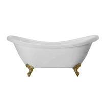 Victoria 70 Inch Acrylic Double Slipper Clawfoot Tub - No Faucet Drillings - Imperial Ball & Claw Feet