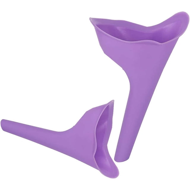 Paquete de 2 dispositivos para orinar femenino, urinario femenino, embudo de silicona, tazas para orina, orinal portátil para mujeres de pie hasta embudo para orinar, reutilizable
