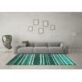 thumbnail image 3 of Ahgly Company Machine Washable Indoor Rectangle Oriental Turquoise Blue Industrial Area Rugs, 4' x 6', 3 of 4