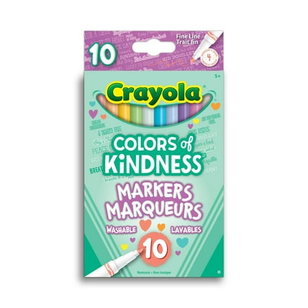 CRAYOLA Colours of Kindness Washable Fine Line Markers - Assorted Colours (Pack of 10)