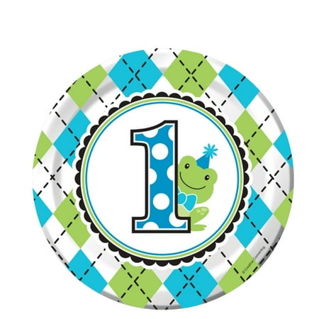 - Preppy Frog 1st Birthday Party 7 inch Cake/Dessert Plates (8 ct)