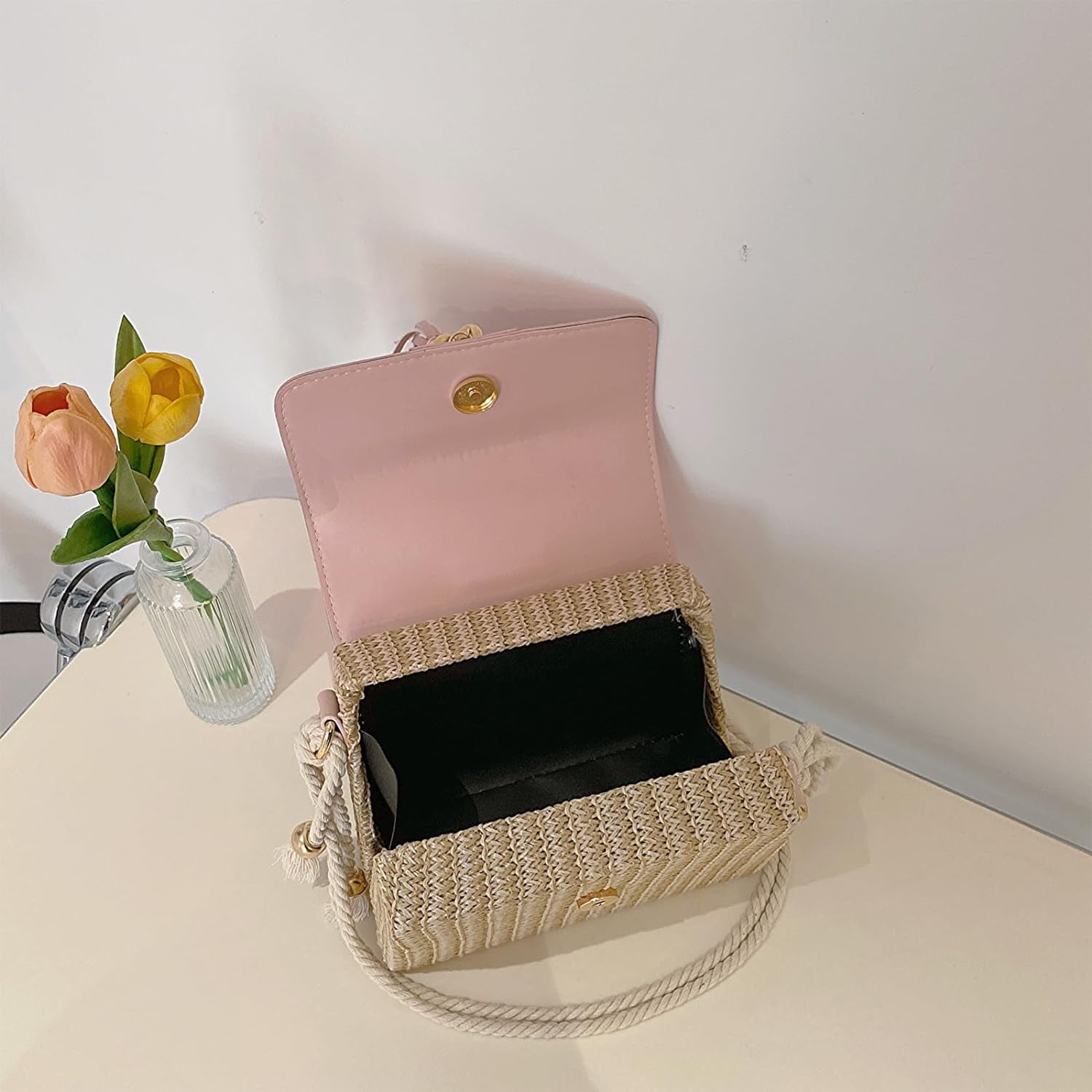 Straw Crossbody Bags for Women, Summer Straw Purses and Handbags Shoulder Clutch Bag for Vacation
