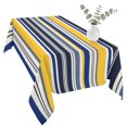 thumbnail image 2 of Navy Blue Yellow Striped Table Cloth Waterproof Tablecloths, Farmhouse Vintage Stripe Tablecloth Dining Table Cover for Kitchen Party Tabletop Outdoor, Rectangle Tablecloth 54x108 Inch, 2 of 9