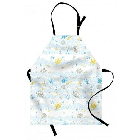 

Crabs Apron Maritime Sea Theme Crabs and Seashells Animals on the Spotted Background Print Unisex Kitchen Bib Apron with Adjustable Neck for Cooking Baking Gardening Blue and Yellow by Ambesonne