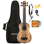 Kala SP-MNG-FS Spalted Mango Acoustic-Electric Fretted U-BASS Ukulele Bundle with Gig Bag, Tuner, Strap, Instructional DVD, and Austin Bazaar Polishing Cloth