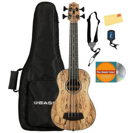 Kala SP-MNG-FS Spalted Mango Acoustic-Electric Fretted U-BASS Ukulele w/ Gig Bag