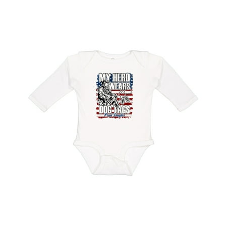 

Inktastic Military Proud Daughter Hero Wears Dog Tags Girls Gift Baby Girl Long Sleeve Bodysuit