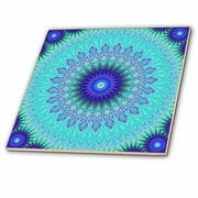 3dRose Frozen Mandala - blue abstract design - Ceramic Tile, 12-inch