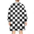 thumbnail image 2 of Black and White Checkered Pattern Wearable Oversized Blanket,Wearable Blanket Hoodie for Adults,Cozy Hooded Blankets with Super Pockets,Super Warm Fuzzy Pullover for Women & Men, 2 of 6