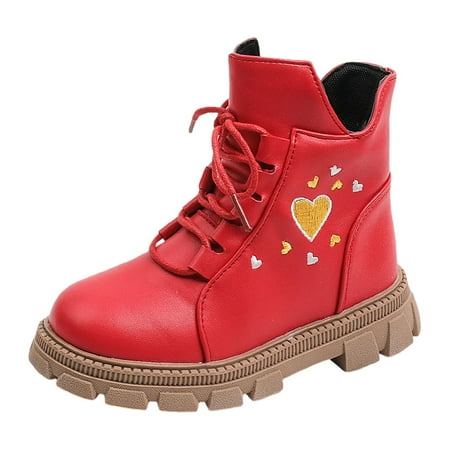 

Xijirk Girls Boots Children Comfortable Flat Booties Fashionable Warm Breathable Cute Printed Bare Boots Size 9.5