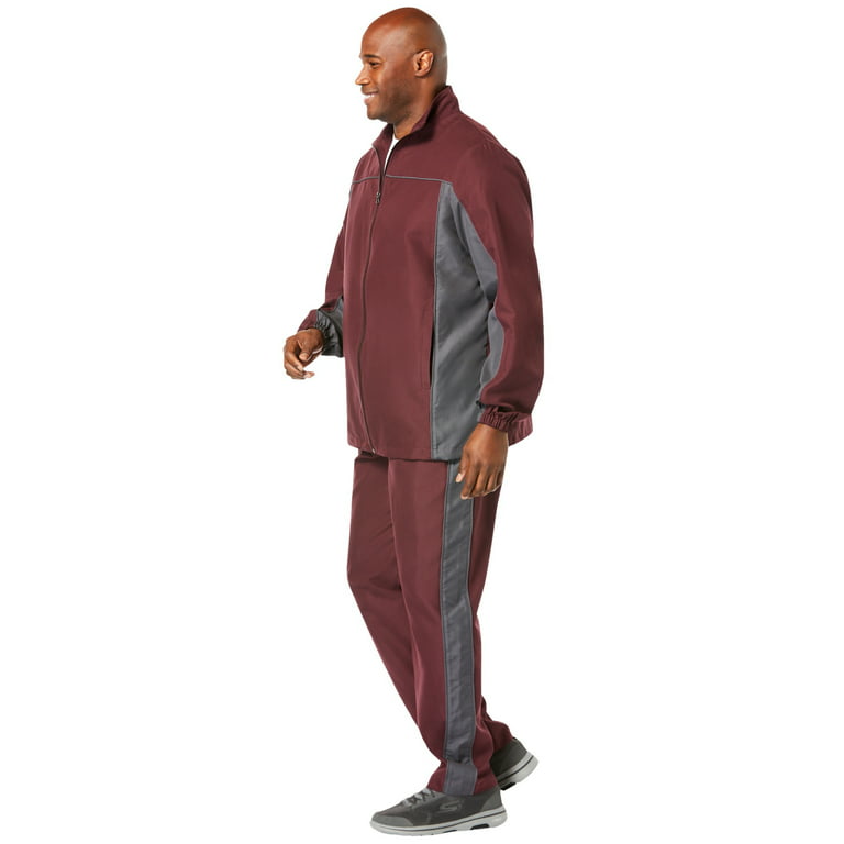 KingSize Men's Big & Tall Colorblock Velour Tracksuit - Tall - L, Deep  Burgundy Black at  Men's Clothing store