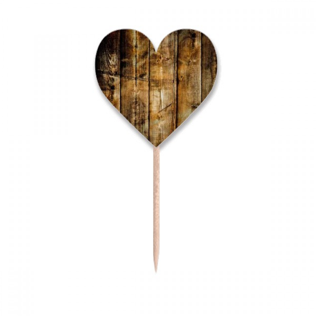 Tan Black Wood Retro Olded Irregular Toothpick Flags Heart Lable Cupcake Picks