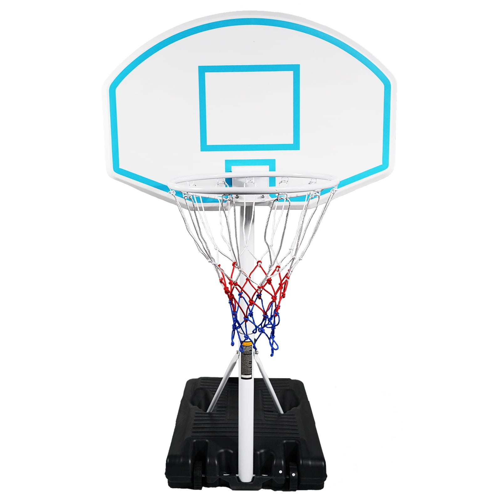 Pool Basketball Stand, Portable Basketball Goal for Pool with Wheels, Kids Junior Adults Basketball Stand Water Game, Poolside Mini Hoop Adjustable Height 2.9-3.9ft, Max 7# Ball, Black