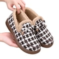 thumbnail image 4 of Willtoo Ladies Classic Black White Check Plaid Warm Loafers, Cozy Sherpa Lined Slip On Flats, Vintage Metal Buckle Bow Winter Casual Shoes, Comfort Non Slip Rubber Sole Indoor Outdoor Daily Footwear, 4 of 4