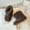 F-83Brown, variant on ZHOGXU Big Girls Boys Boots Solid Color Non Slip Flat Sole Fuzzy Thickened Comfortable Warm Shoes For Outdoor Activities Daily Wear Brown 15-18 Months