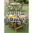 thumbnail image 3 of Outdoor Tablecloth with Umbrella Hole and Zipper, Daisy Bees Gnomes Round Table Cloth 54 Inch Waterproof Tablecloth, Black White Plaid Farmhouse Picnic Table Cover for Patio Camping, 3 of 7