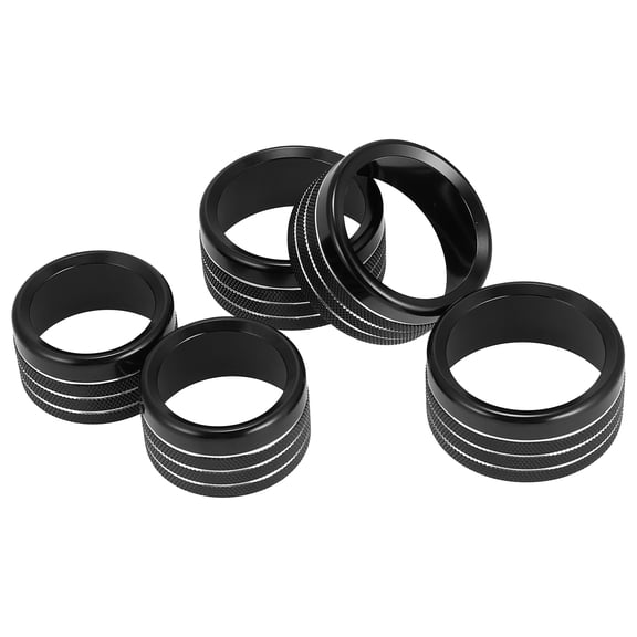 5pcs Black Aluminum Alloy AC Radio Switch Knob Cover for Dodge for Ram 1500 2018 2019 2020