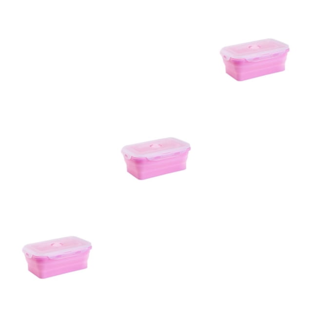 Baohd Silica Gel Convenient And Stylish Solution For Quick Lunch Break With Multiple Colors And Specifications To Choose pink 1200ml 3Set