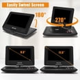 thumbnail image 6 of 11.5" Portable DVD Player with 9.5" Swivel Screen for car and kids，Car Travel Essential, 6 of 7