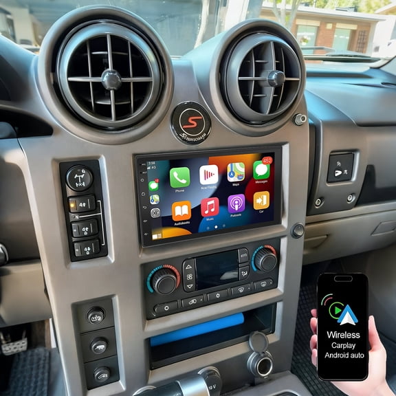 Eforcase Android Car Stereo for Hummer H2 2003-2006, 7" Touch Screen Head Unit Car Radio with Wireless CarPlay Android Auto WiFi FM RDS Bluetooth SWC HD Backup Camera
