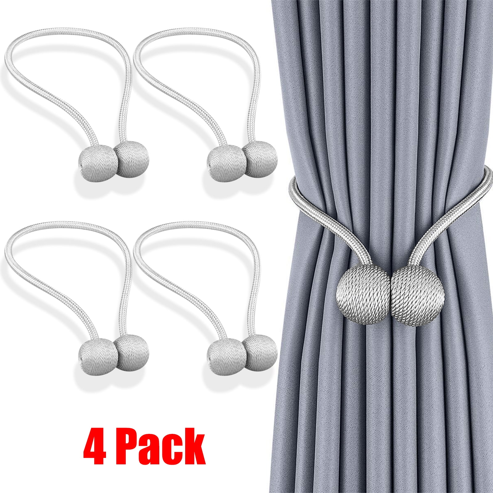 4pcs Magnetic Curtain Tiebacks Holdbacks Decorative Rope Holdback