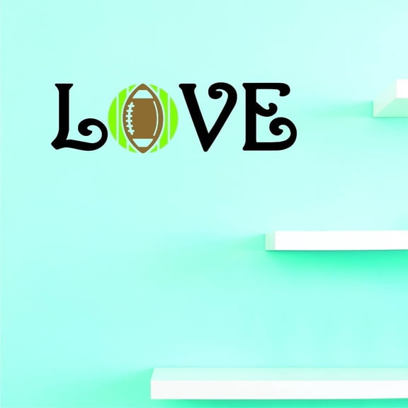 Custom Decals Love Football Wall Art Size: 8 X 30 Inches Color: Multi