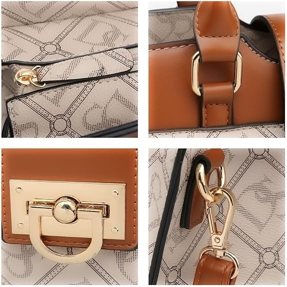 Dasein Handbags for Women Purses Monogram Satchel Purse Large Tote Ladies Handbag Shoulder Bags Top Handle Work Bag 2pcs Set